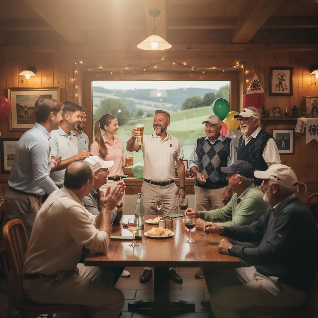 Golf oktató, aki a helyes lendület technikáját magyarázza.