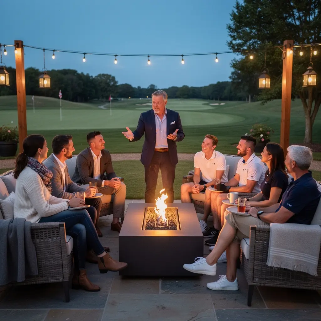 Golf edzés közben, a mentális felkészülés fontosságát hangsúlyozva.