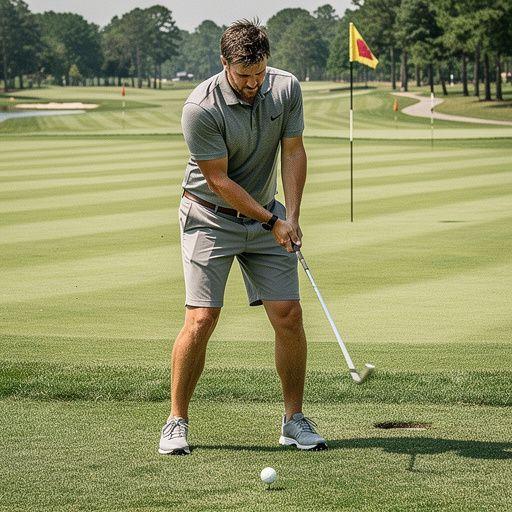 Közelkép egy golfütőről, amely a precíziós ütést hangsúlyozza.